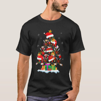 T-shirt Arbre de Noël Balle de hockey sur glace Santa Hat 