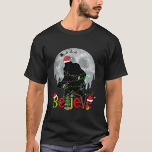 T-shirt Arbre de Noël Bigfoot Croyez Santa Hat Lumières Ho