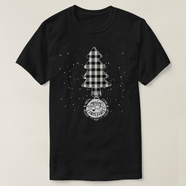 T-shirt Arbre de Noël Blanc Buffle noir Plaid Tree Merr (Design devant)