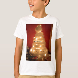 T-shirt Arbre de Noël blanc décoré