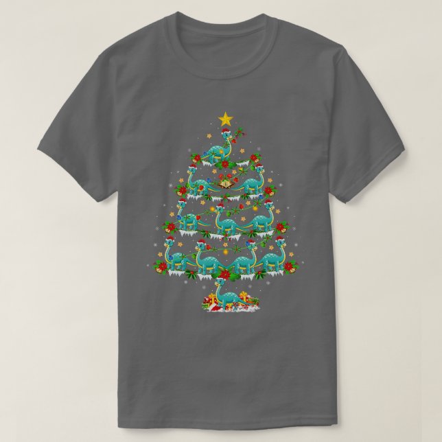 T-shirt Arbre de Noël Brontosaurus Dinosaure (Design devant)