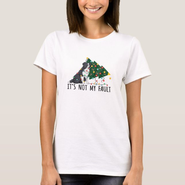 T-shirt Arbre de Noël Ce n'est pas ma faute Bordure Collie (Devant)