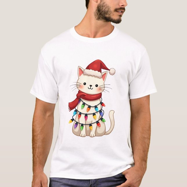 T-shirt Arbre de Noël Chat Noël (3) (Devant)