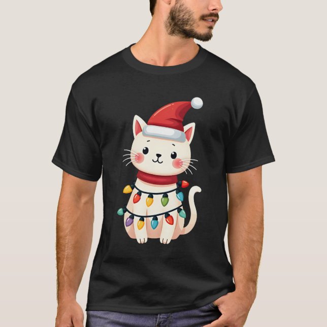 T-shirt Arbre de Noël Chat Noël (4) (Devant)