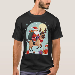 T-shirt Arbre de Noël Chat siamois Renne Chevauchant Père 