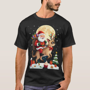 T-shirt Arbre de Noël Chat Siamois Renne qui Monte Père No