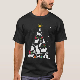 T-Shirt Arbre de Noël Chat, Unisexe-Adultes, Noir,