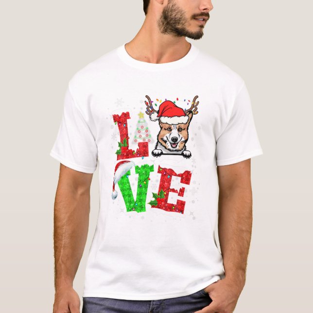 T-shirt Arbre de Noël Chien Corgi Drôle (Devant)