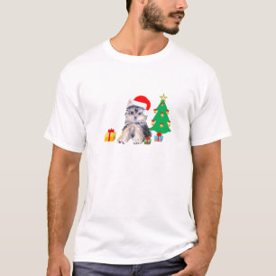 T-shirt Arbre de Noël, chiot du Yorkshire et cadeaux