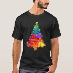 T-shirt Arbre de Noël coloré Tie Dye Famille de Noël M