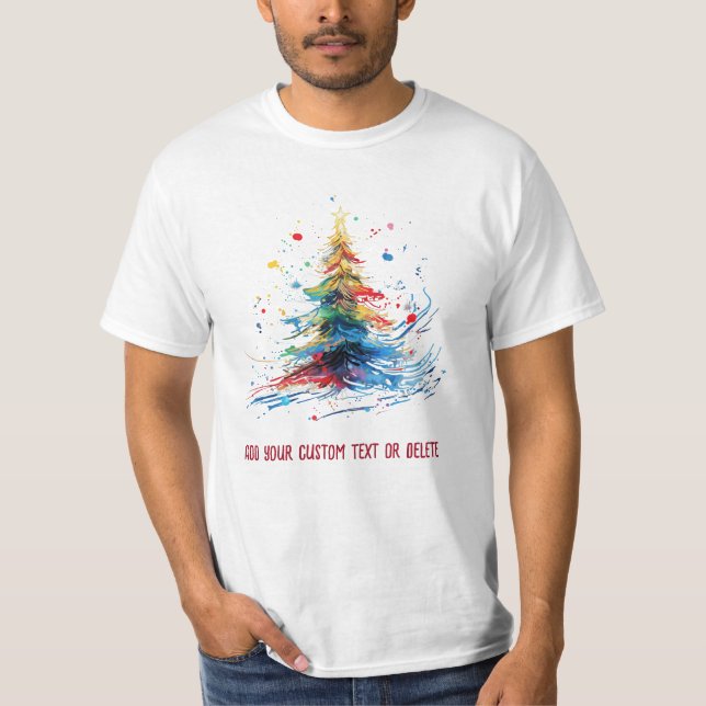 T-shirt Arbre de Noël couleur de l'eau fêter Noël (Devant)