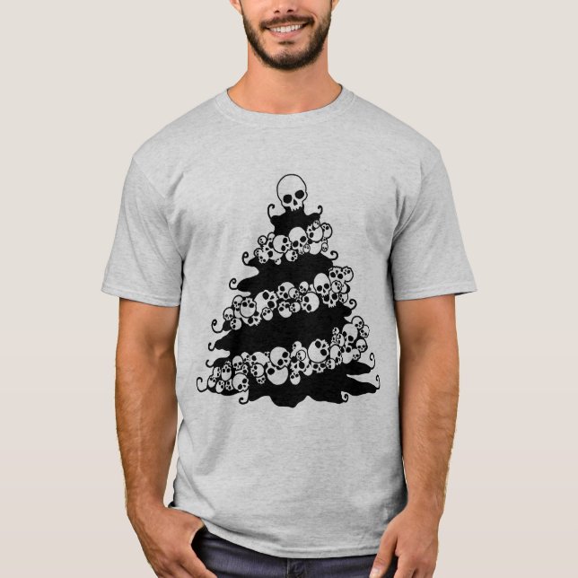 T-shirt Arbre de Noël Crâne Garland (Devant)