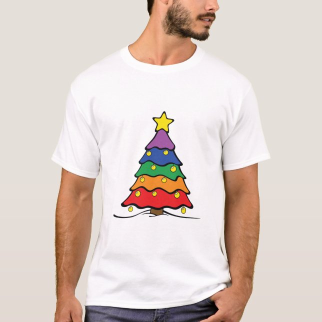 T-shirt arbre de Noël d'arc-en-ciel (Devant)
