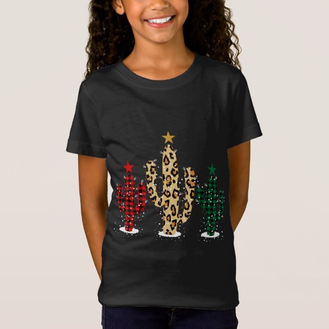 T-Shirt Arbre de Noël de Cactus avec léopard de Buffalo pl (Devant)