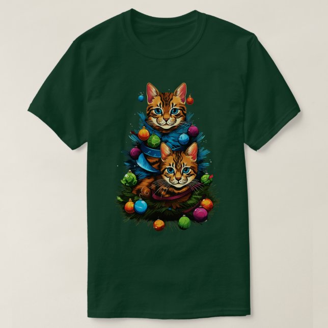 T-shirt Arbre de Noël de chat 6 (Design devant)