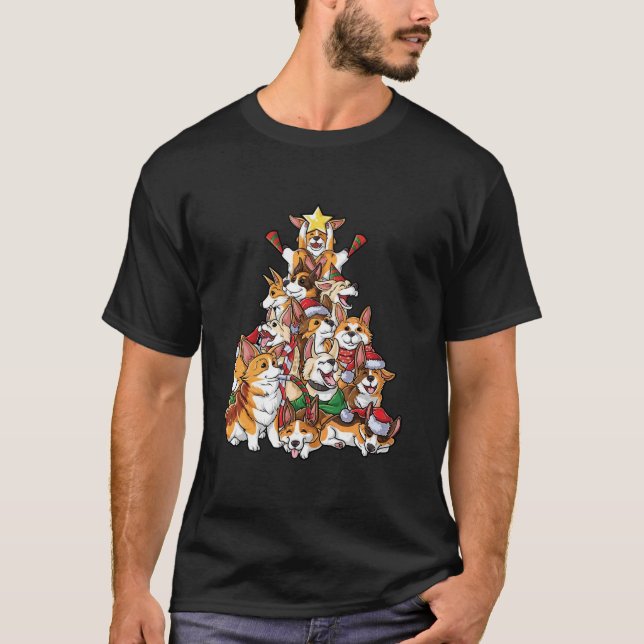 T-shirt Arbre de Noël de Corgi (Devant)