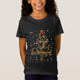 T-Shirt Arbre De Noël De Dachshund Couvert De Lampe De Fe