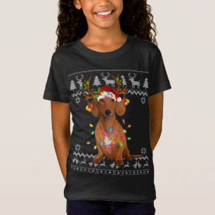T-Shirt Arbre de Noël de Dachshund Lumière Amoureux des ch