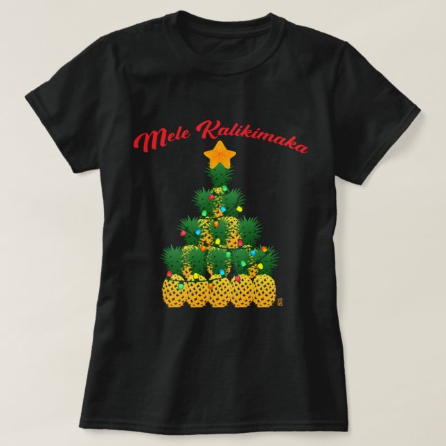 T-shirt Arbre de Noël de l'ananas Mele Kalikimaka (Design devant)