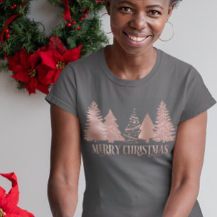 T-shirt Arbre de Noël de Noël Rose Gold Joyeux