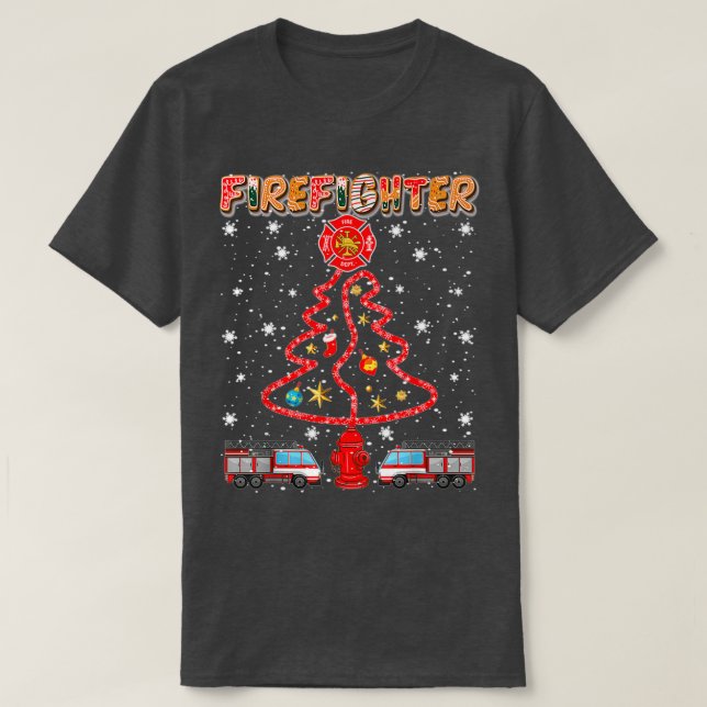 T-shirt Arbre de Noël des pompiers (Design devant)