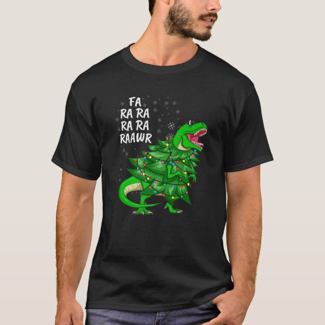 T-shirt Arbre de Noël Dinosaure T Rex Tyrannosaurus Rex Co (Devant)