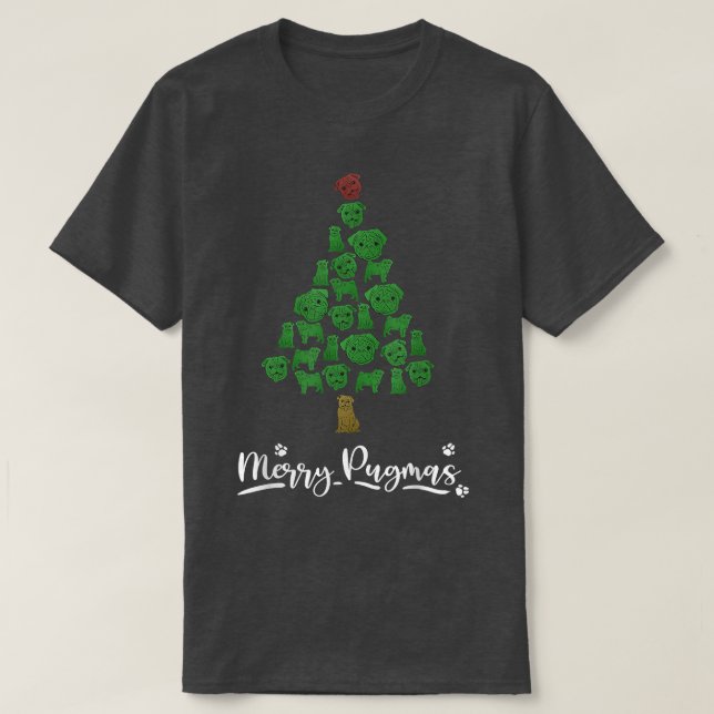 T-shirt Arbre de Noël drôle avec Carlins mignon Amoureux d (Design devant)