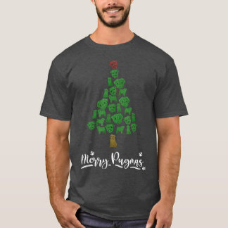 T-shirt Arbre de Noël drôle avec Carlins mignon Amoureux d