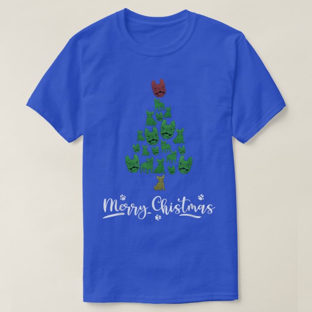 T-shirt Arbre de Noël Drôle Avec Chien Français Mignonne L (Design devant)