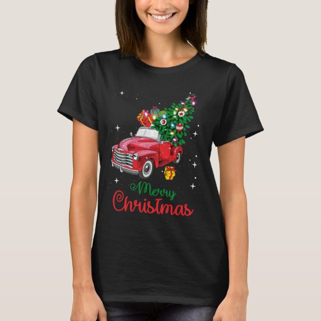 T-shirt Arbre de Noël du camion rouge (Devant)