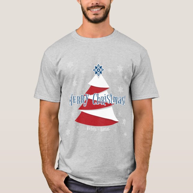 T-shirt Arbre de Noël du drapeau de Wichita (Devant)