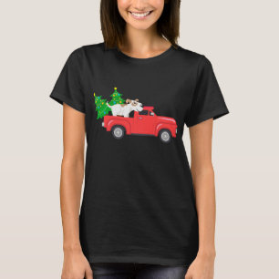 T-shirt Arbre de Noël du Wagon de Chien vintage sur la voi