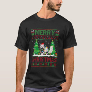 T-shirt Arbre de Noël Éclairé avec Chat Ragdoll en Pull de