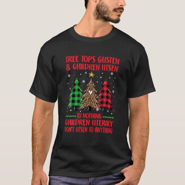 T-shirt Arbre De Noël Écouter Et Les Enfants Écouter (Devant)