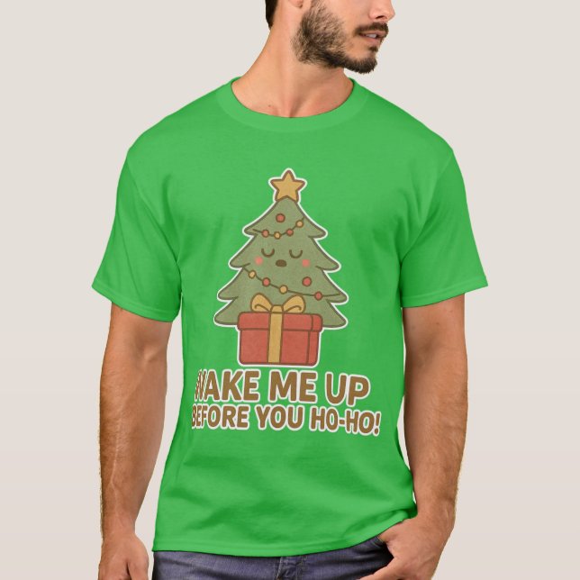 T-shirt Arbre de Noël endormi Conception de boîte cadeau d (Devant)