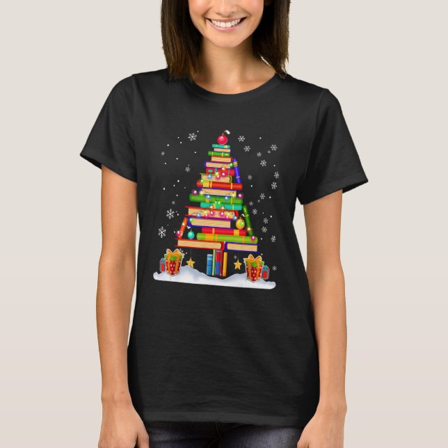 T-shirt Arbre de Noël Enseignants Aimer Lecture Livres Lib (Devant)