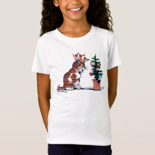 T-Shirt Arbre de Noël et chaton, Louis Wain