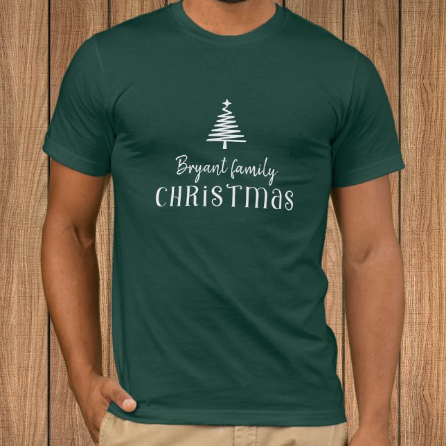 T-shirt arbre de Noël familial personnalisé vert moderne (Créateur téléchargé)
