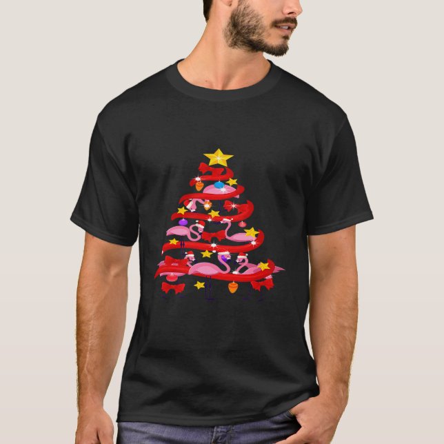 T-shirt Arbre de Noël Flamant rose - Noël Noël Noël Noël (Devant)