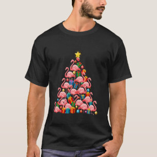 T-shirt Arbre de Noël Flamant Rose Noël pour Hommes Femmes