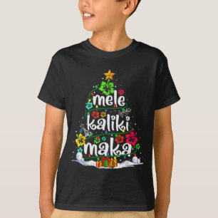 T-shirt Arbre de Noël Floral Hawaïen Mele Kalikimaka Tro