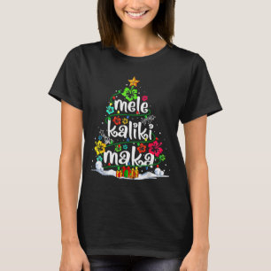 T-shirt Arbre de Noël Floral Hawaïen Mele Kalikimaka Tro