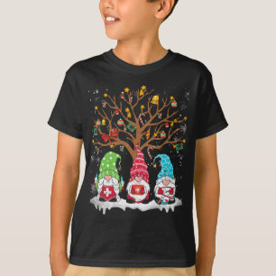 T-shirt Arbre de Noël Gnomes Infirmière Noël Gnome Lover