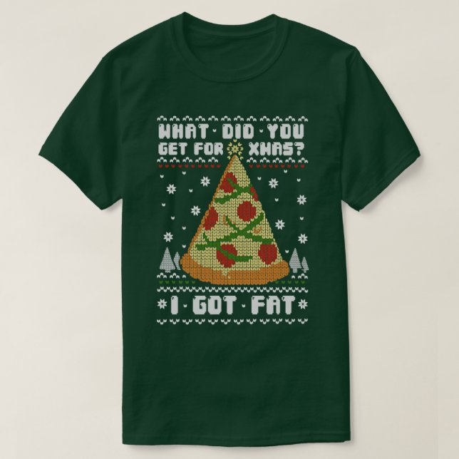 T-shirt Arbre de Noël grasse Présente Pizza Nourriture (Design devant)