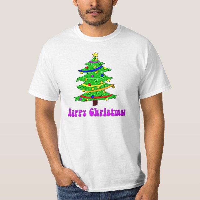 T-shirt Arbre de Noël heureux de la hippie (Devant)