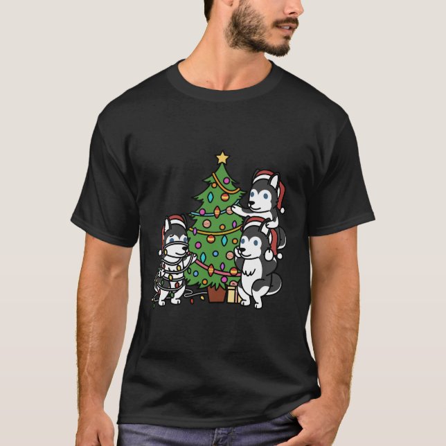T-shirt Arbre de Noël Husky (Devant)