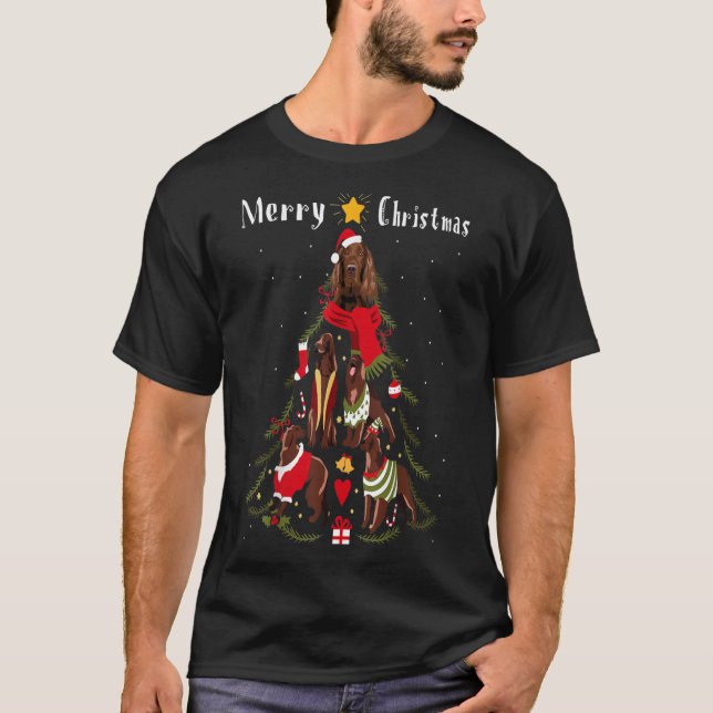 T-shirt Arbre de Noël Irlandais Setter Amant Xmas Chien Pr (Devant)