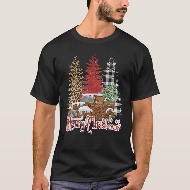 T-shirt Arbre de Noël Joyeux Pins de Noël Bleu (Devant)
