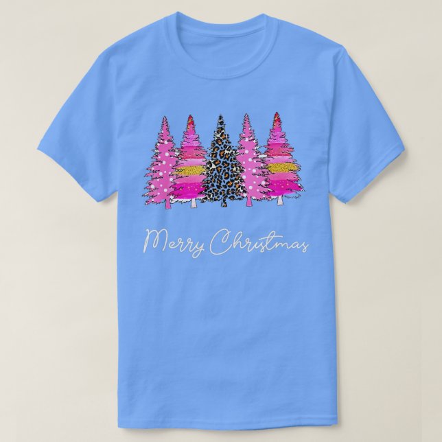 T-shirt Arbre de Noël Joyeux Pins de Noël Bleu (Design devant)