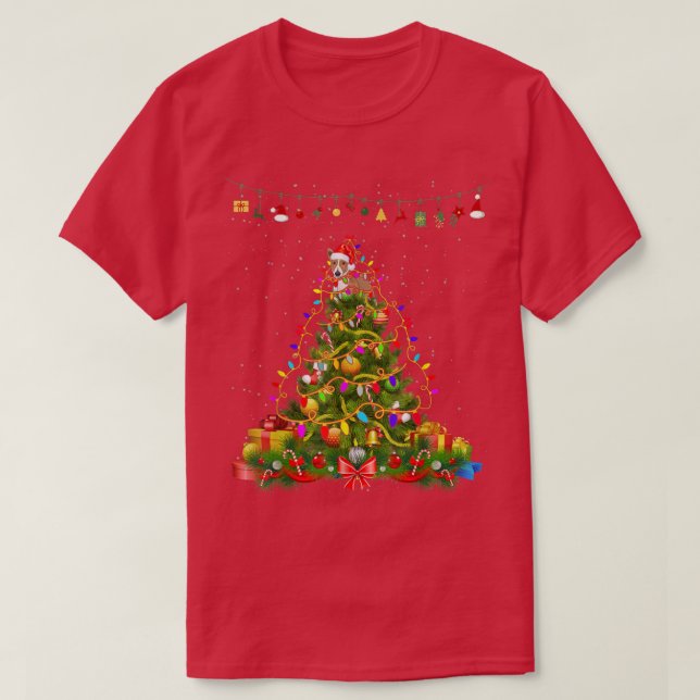 T-shirt Arbre de Noël Lumières Basenji Chien Cadeau Lover  (Design devant)